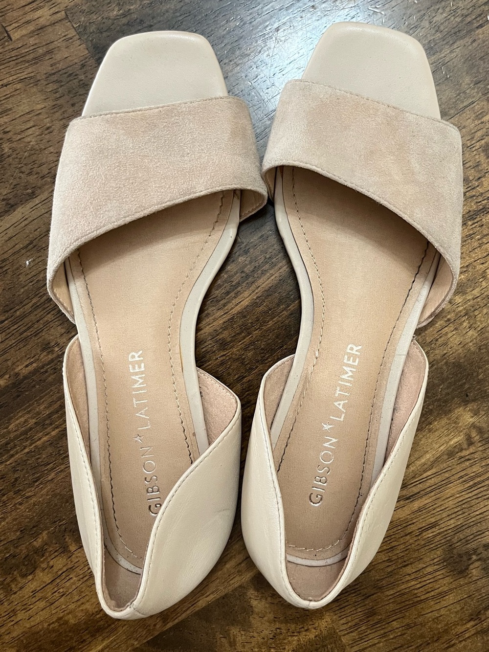 Gibson & Latimer Women's Nude Suede & Leather Slide Sandals
